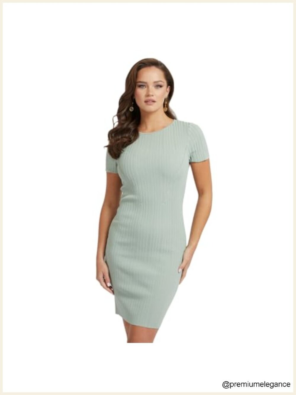 Women's Bandage Knit Sweater Dress with Twist Back Keyhole